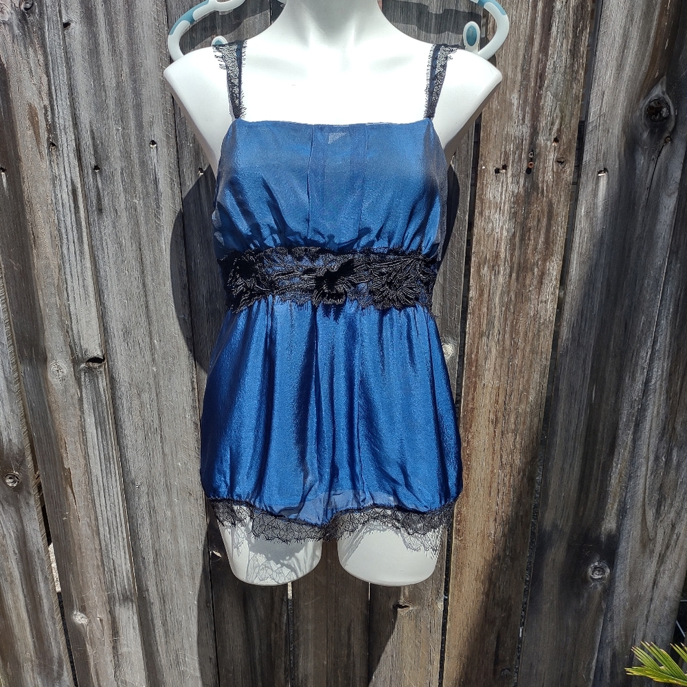 90s vintage Blue/black layered camisole